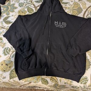 Black Zip-Up Hoodie with Memorial Print
